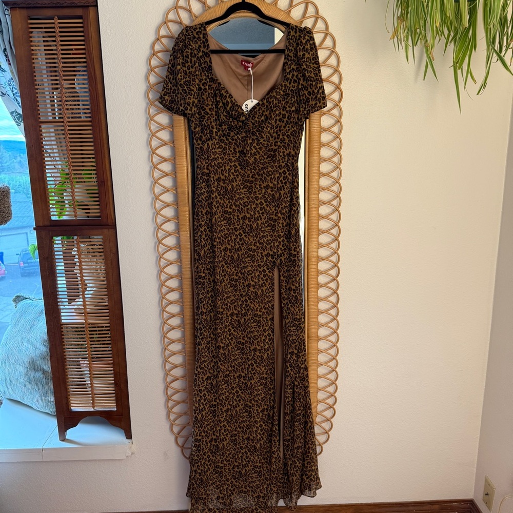 Staud Lea Dress in Leopard, size 12
